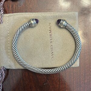 David Yurman Classic Cable Bracelet with 18K Yellow Gold and Amethyst